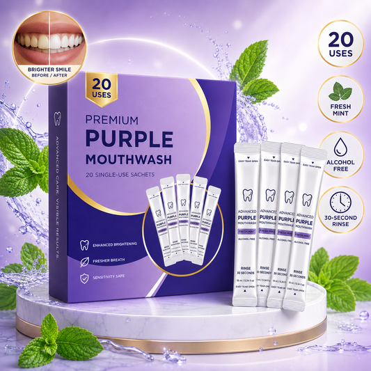 LUNOON™ Premium Purple Mouthwash | 20 Single-Use Sachets, Fresh Mint, Alcohol Free