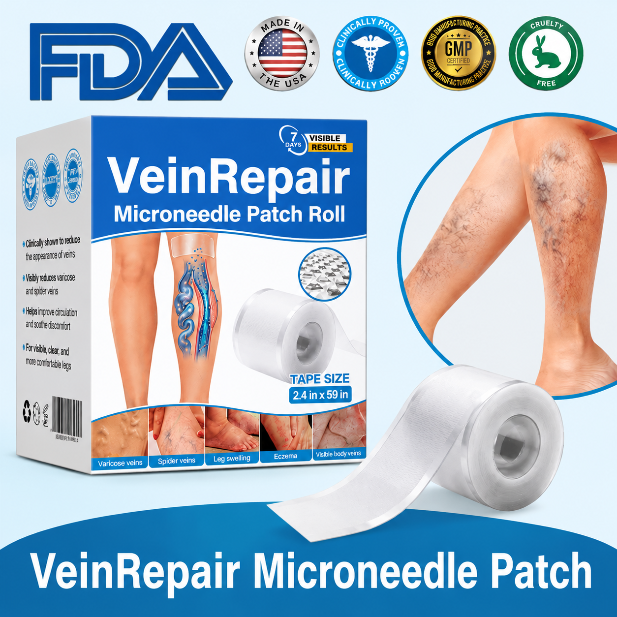 US✅🌱 VeinRepair Microneedle Patch Roll⚡Instant Relief, Long-Term Results