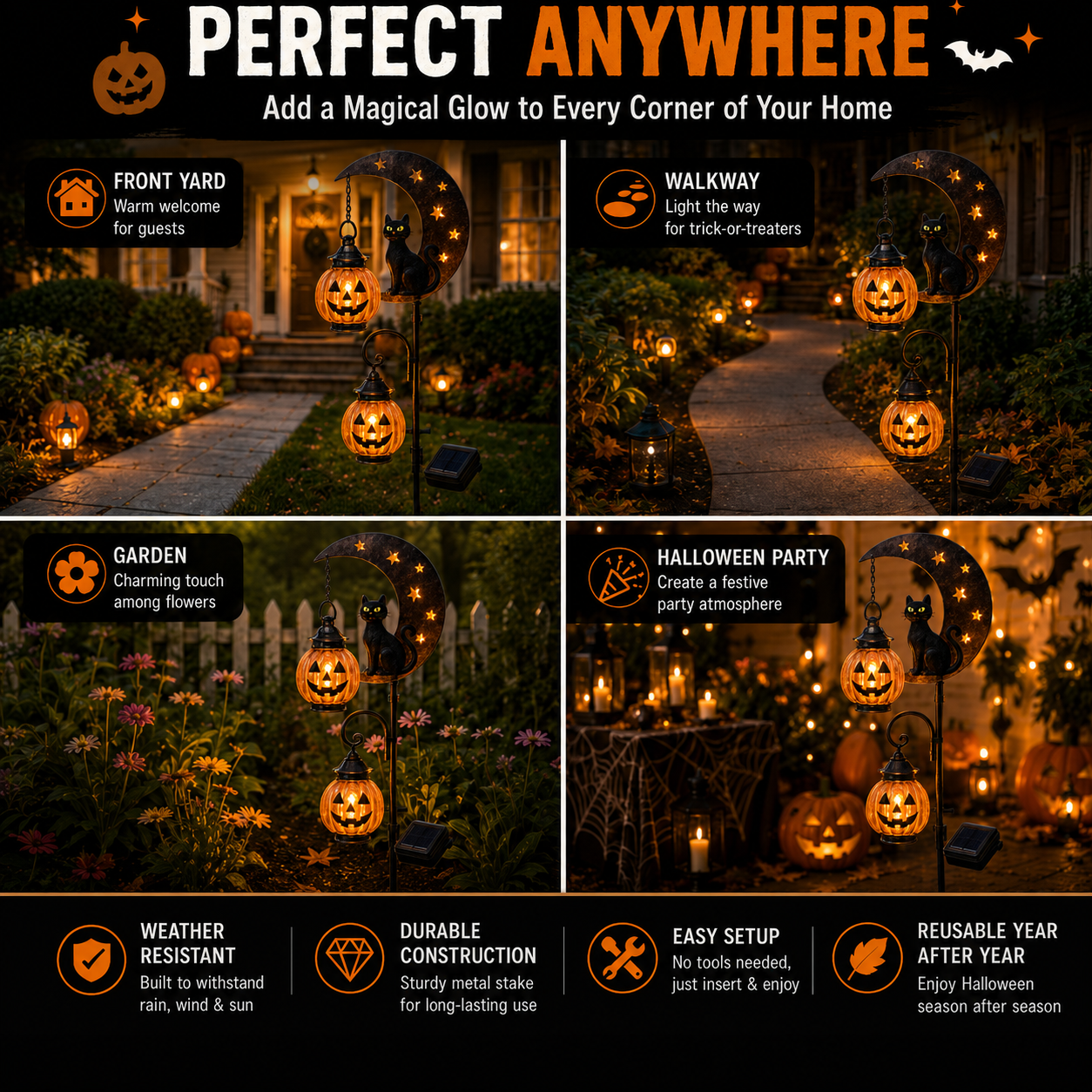 🎃Pumpkin Moon Halloween Garden Stake Light🌙The Halloween Garden Light Everyone Stops to Admire