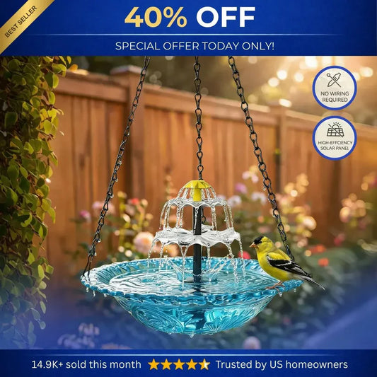 🎉 Special Offer Today Only! 🦜 Solar Cascade Hanging Bird Bath Fountain