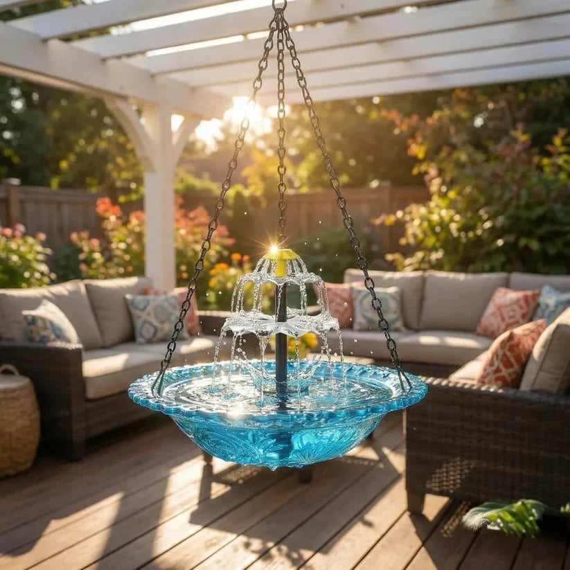 🎉 Special Offer Today Only! 🦜 Solar Cascade Hanging Bird Bath Fountain