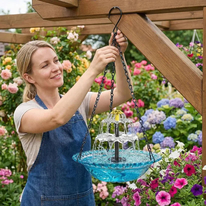 🎉 Special Offer Today Only! 🦜 Solar Cascade Hanging Bird Bath Fountain