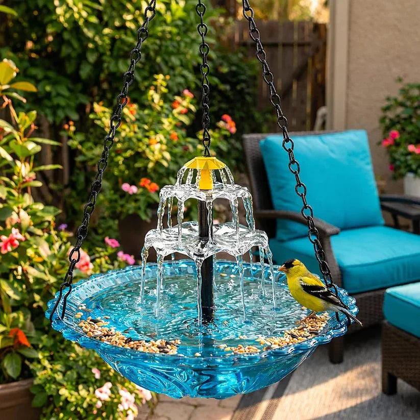 🎉 Special Offer Today Only! 🦜 Solar Cascade Hanging Bird Bath Fountain